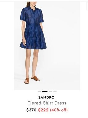 Sandro Electric Blue Short-Sleeve Tiered Mini Dress